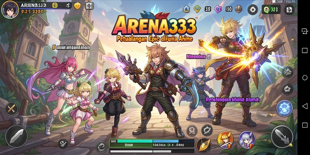 Tampilan menawan dari gameplay di ARENA333 dengan karakter anime.
