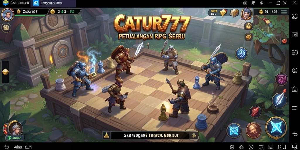 Screenshot gameplay CATUR777 menampilkan aksi seru dalam pertempuran RPG.