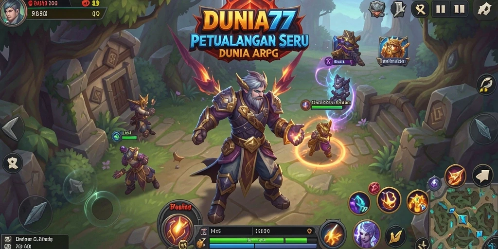 Screenshot DUNIA77 menampilkan aksi pertarungan intens dalam dunia ARPG.