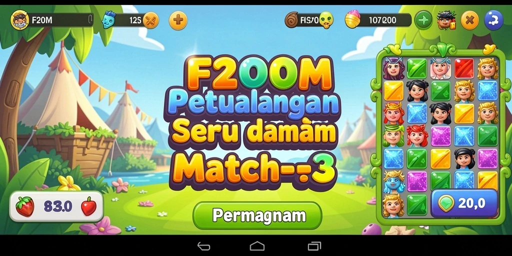 Tampilan menarik dari gameplay F200M yang penuh tantangan Match-3.
