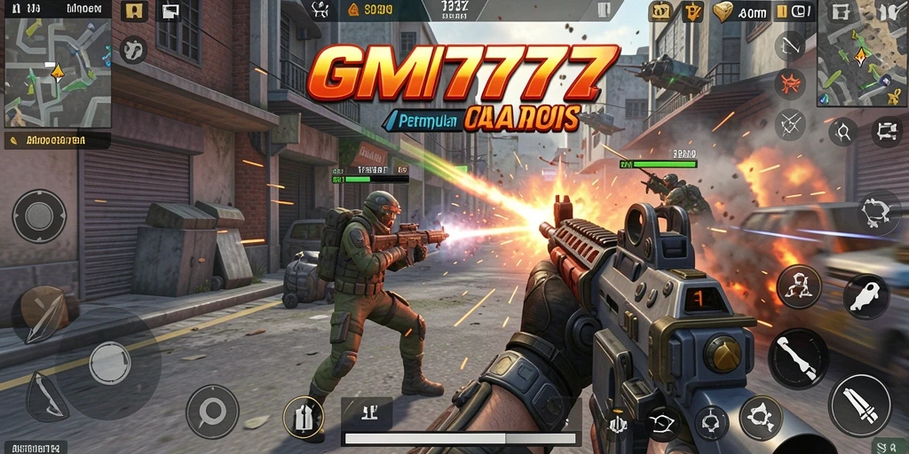 Screenshot gameplay GM777 menampilkan aksi pertempuran seru dari sudut pandang TPS.