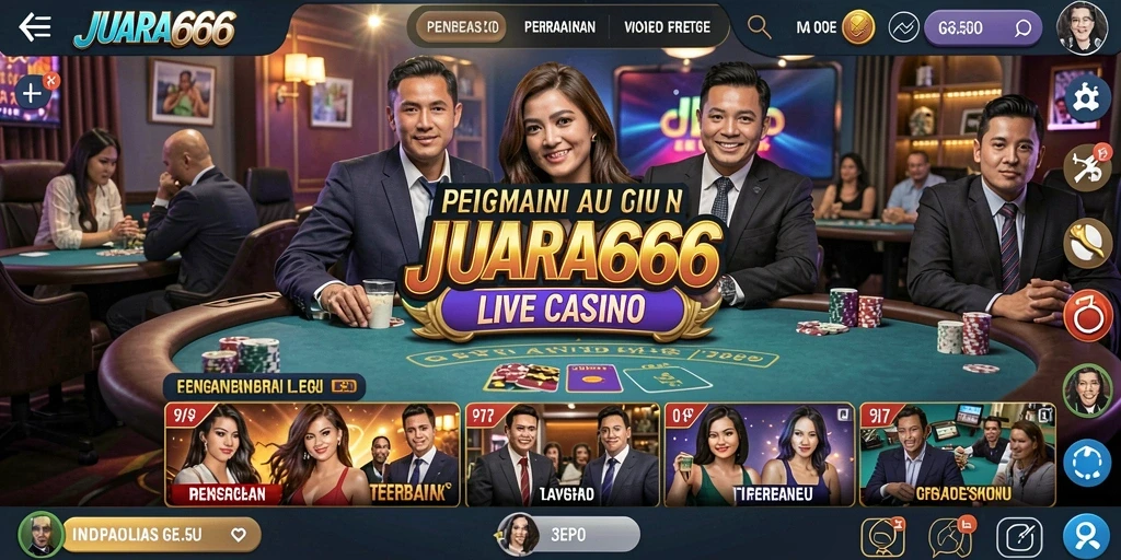 Screenshot JUARA666 yang menampilkan gameplay Live Casino dengan dealer profesional.