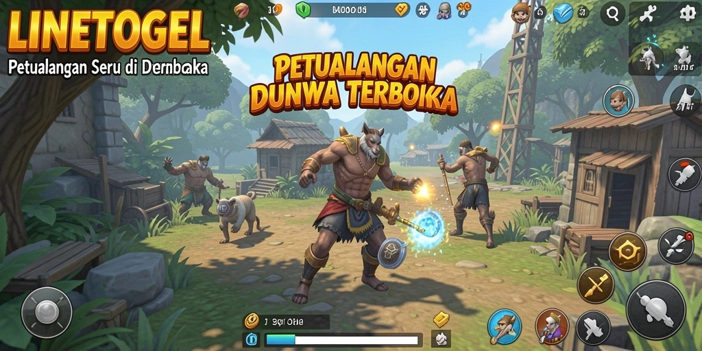 Screenshot gameplay LINETOGEL menampilkan petualangan seru di dunia terbuka.