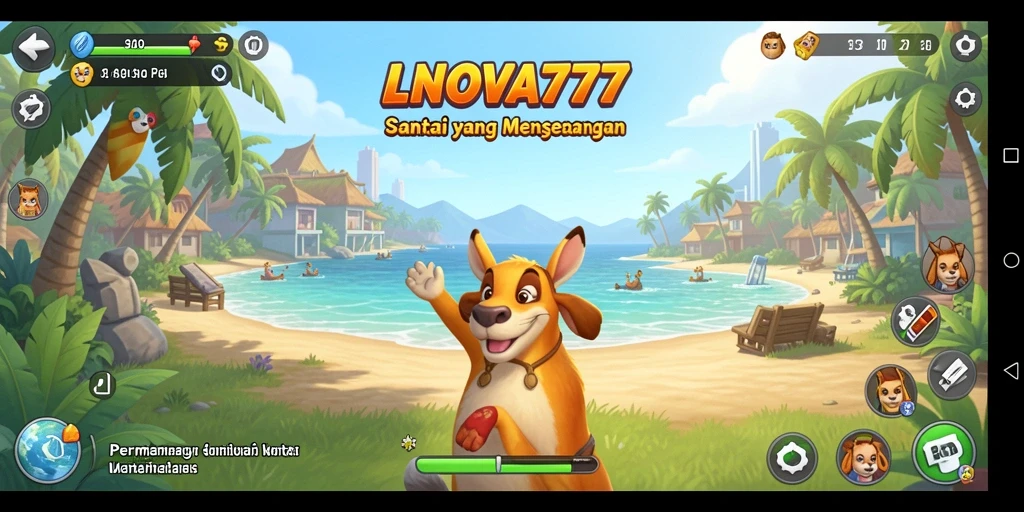 Tangkapan layar gameplay LNOVA777 yang menunjukkan grafis cerah dan keseruan permainan.