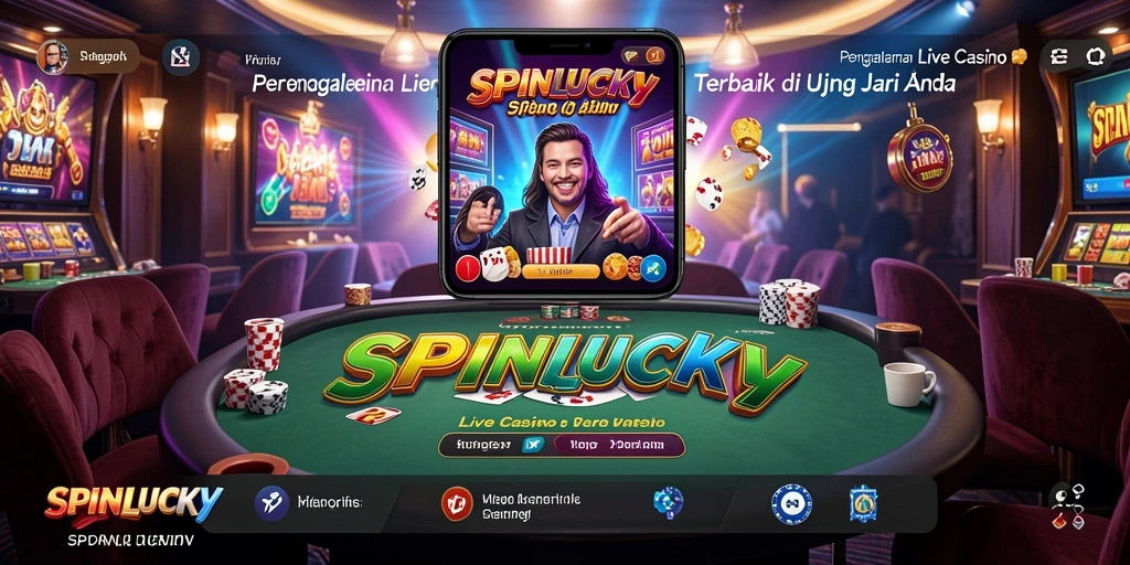 Tampilan gameplay SPINLUCKY yang mendebarkan dalam suasana kasino langsung.