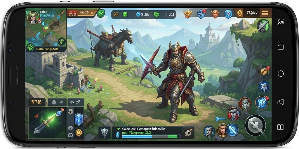 Screenshot gameplay ST789 menunjukkan aksi strategi SLG yang epic.