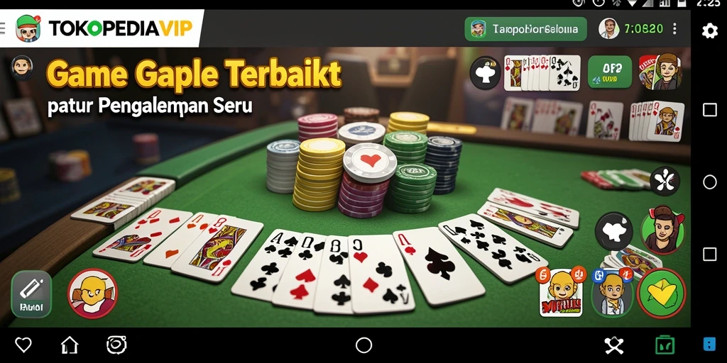Tampilan gameplay Gaple di TOKOPEDIAVIP yang menarik dan interaktif.