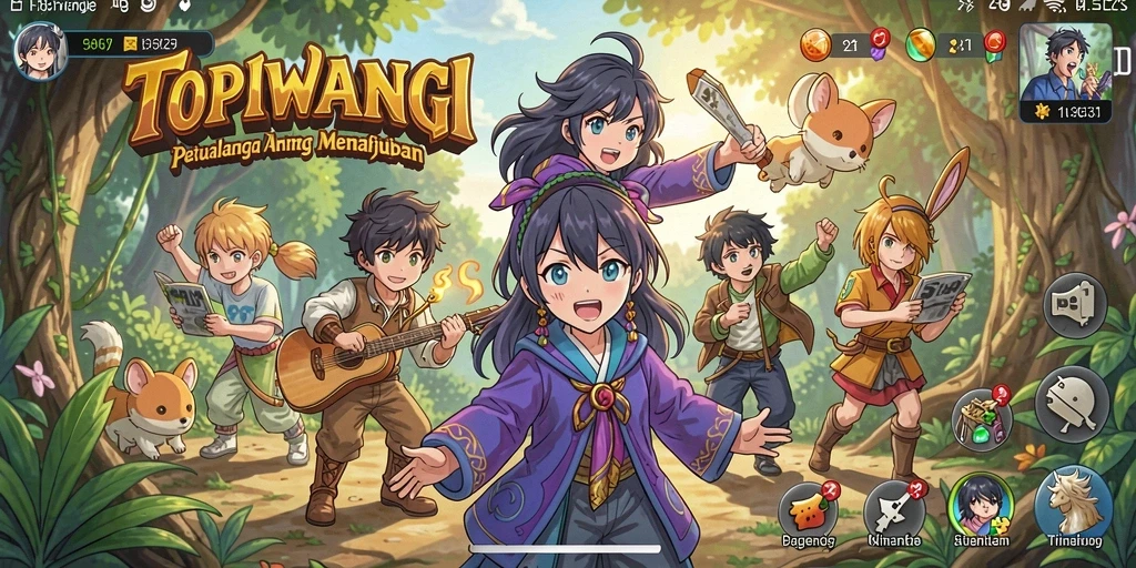 Tampilan gameplay menakjubkan dari TOPIWANGI yang penuh warna.